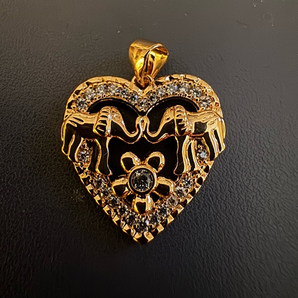 Jewelry - Gold-plated  Heart Pendant with Elephant Motif